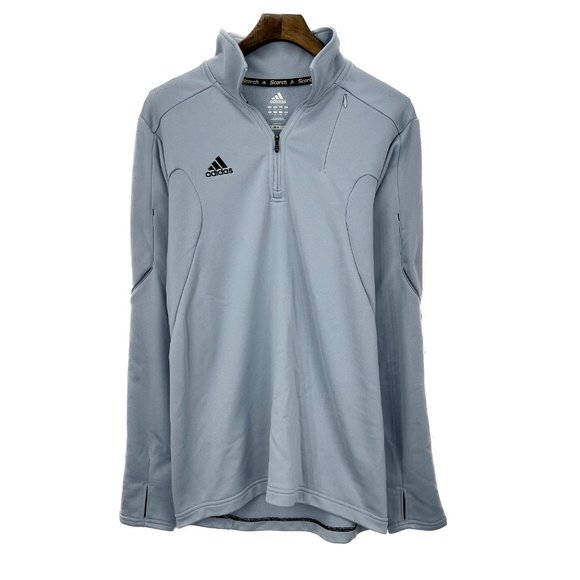 Adidas Climate Logo Quarter Zip Fitted Blue Sweatshirt Size S - Picture 1 of 4